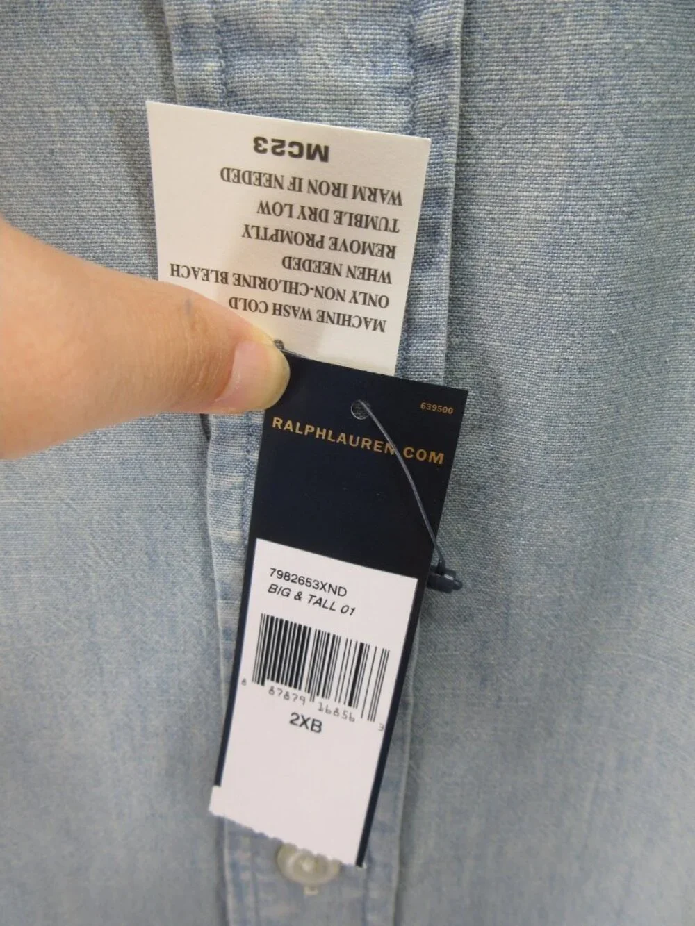 Polo Ralph Lauren Shirt 2XB Big Chambray US RL Naval Res Workwear